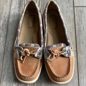Sperry Women's Brown and Blue Moccasins